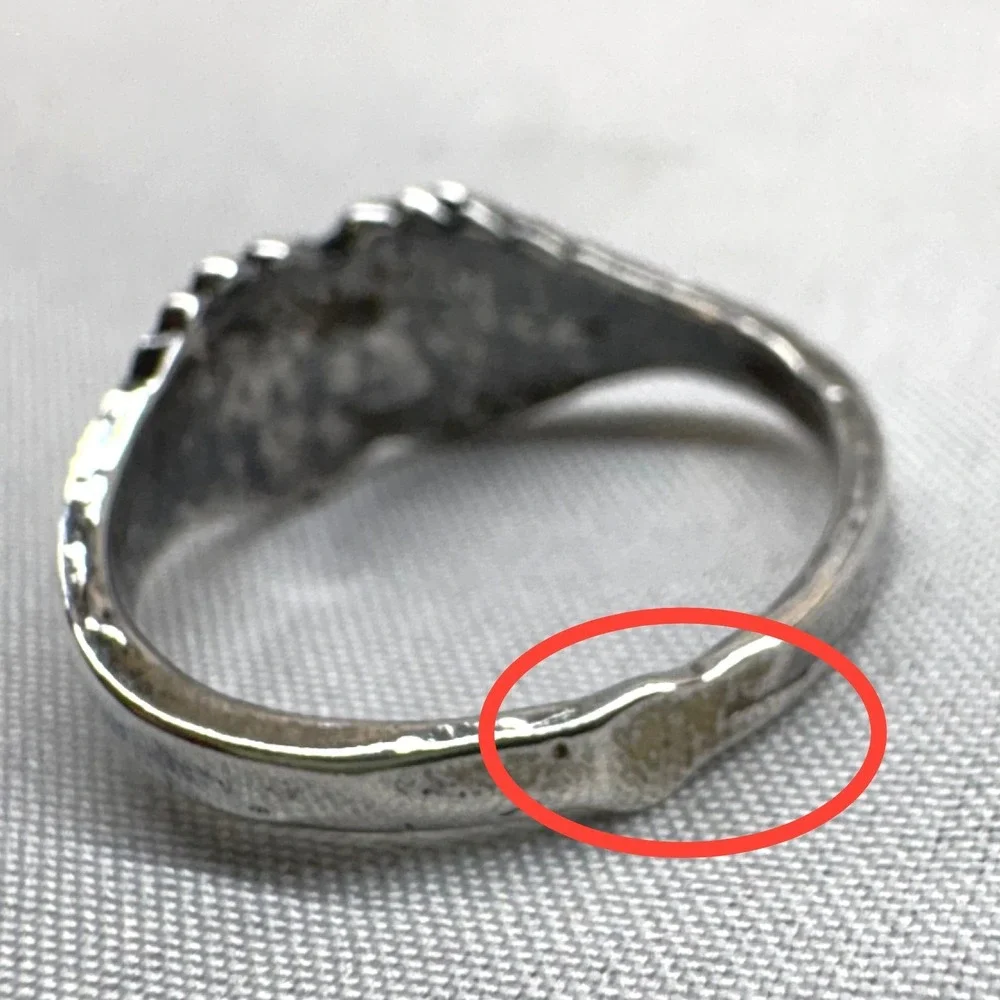 Unbranded Heart Inlay Ring Unisex 6.5 Silver Good Turquoise Coral Chip Vintage